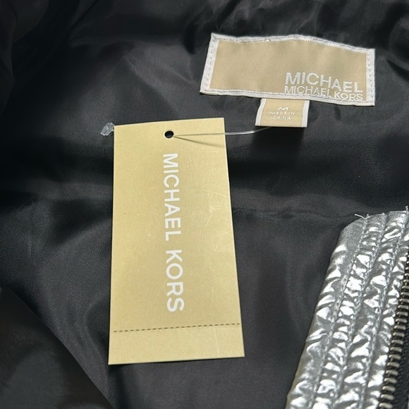 1667- MICHAEL Michael Kors Metallic Silver Color Women's Jacket Size M NWT - Picture 5 of 12